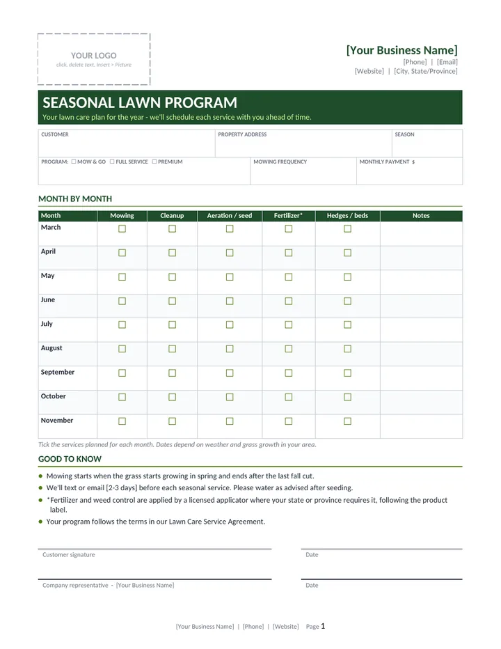 Seasonal Lawn Program